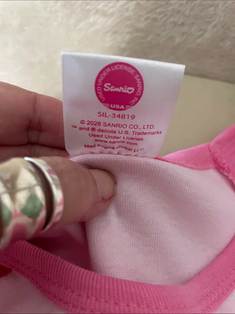Hello Kitty Pink Raglan Short Sleeve short Set - Light Pink & Hot Pink
